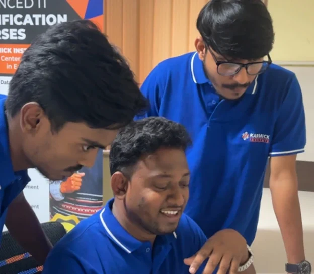 group discussion by Karmick Institute students
