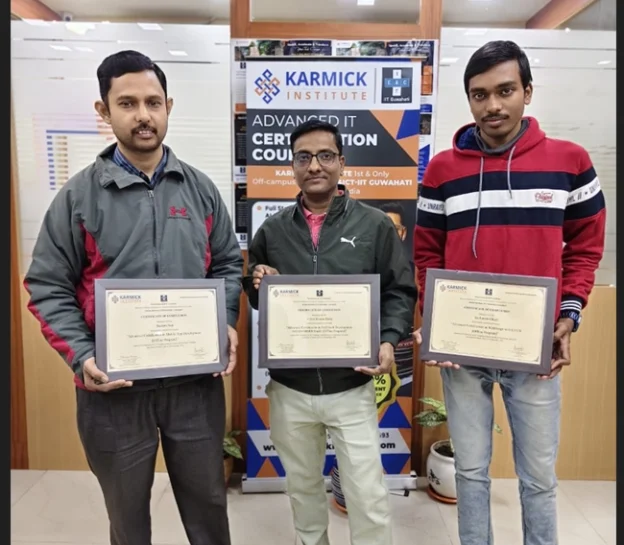 Karmick Institute students with certificate