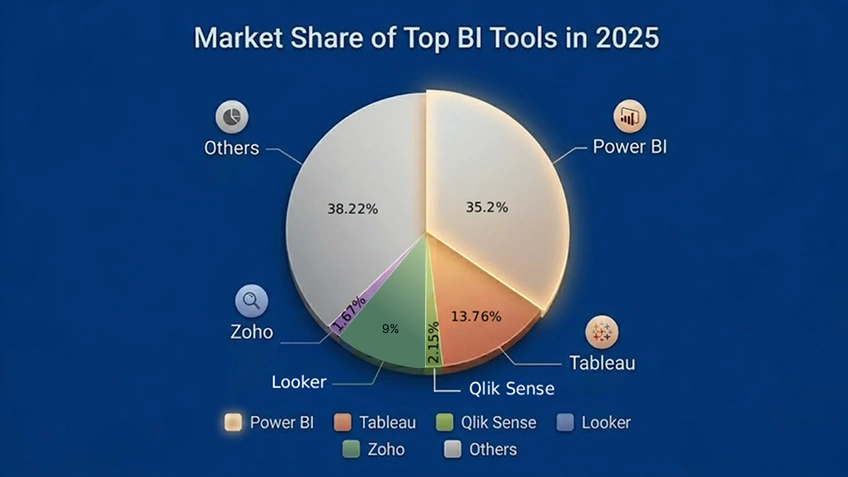 Market share of top BI tools in 2025